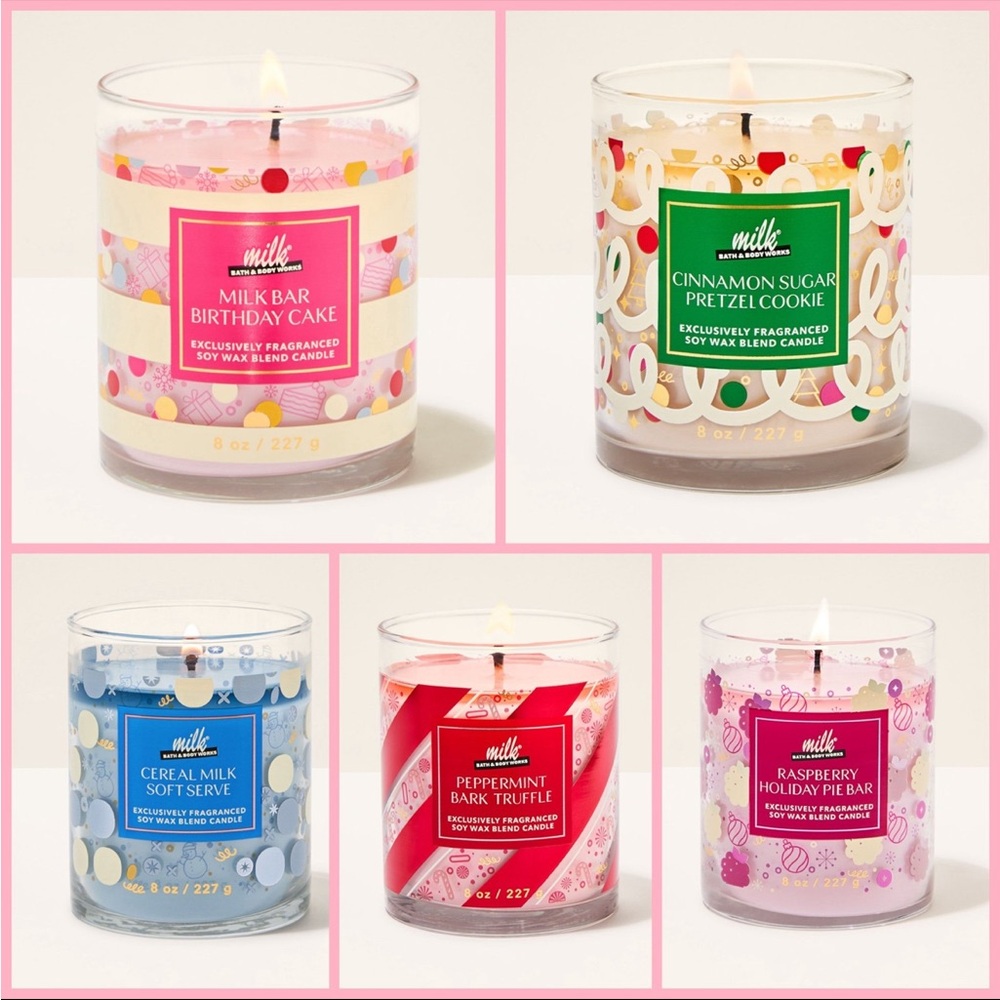 Bath & Body Works Milk Bar Candle Collection - Single Wick Candle Complete Set